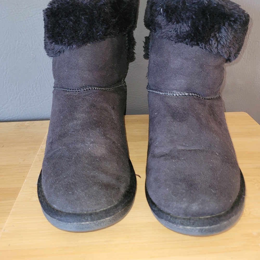 apres by lamo womens black faux fur trim boots 9